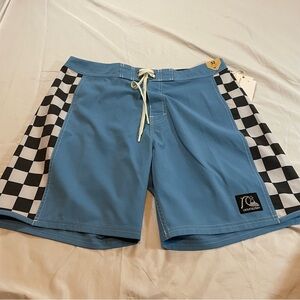 Quiksilver Blue and Black Checkered Board Shorts